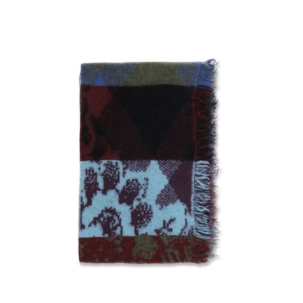 Dries Van Noten Men Mixed Print Fringed Scarf